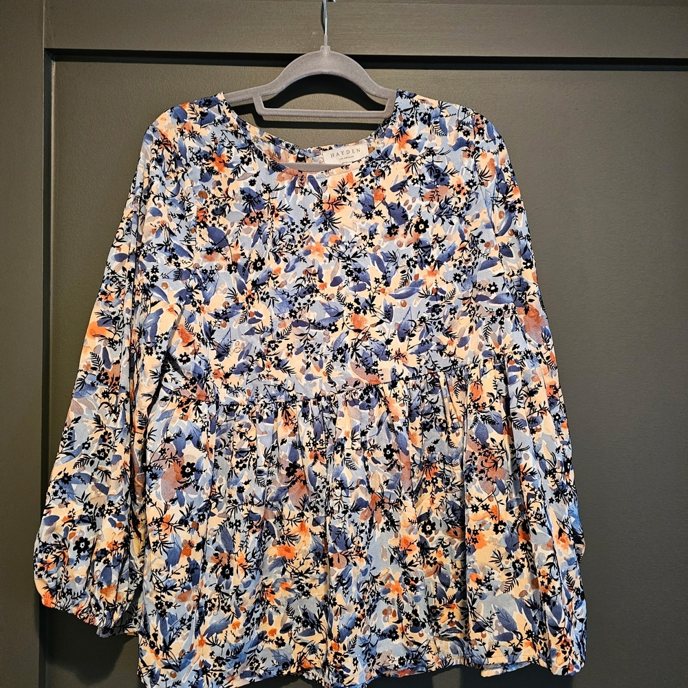 Hayden Blue and Orange Floral Blouse